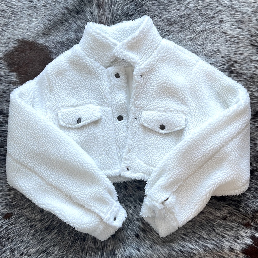 Sherpa Teddy White Crop Jacket